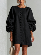 Robe Amara Mini Élégante à Boutons Floraux