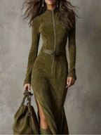 Lunori™ | Robe longue en daim Alessia